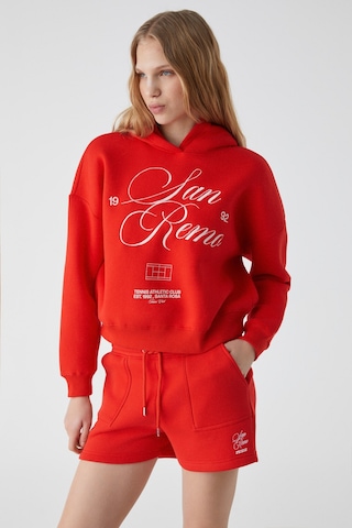 Ethıquet Tacna Kadın Kapüşonlu Uzun Kollu Oversize Kırmızı Sweatshirt