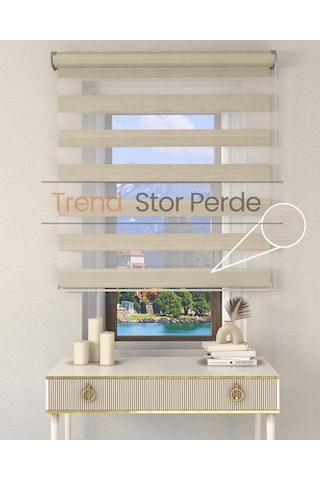 Sütlü Kahve Etek Dilimsiz Zebra Stor Güneşlik Perde Sütlü Kahve