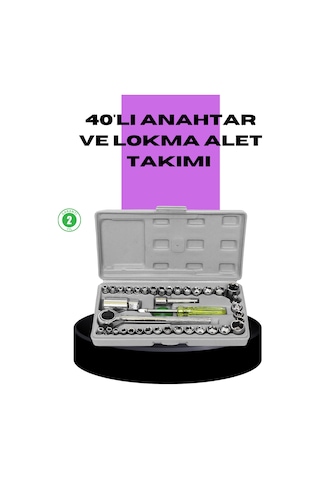 40 Parça Lokma Anahtar Seti Ayna Yüzey Karbon Çelik Dayanıklı Tamir Takımı