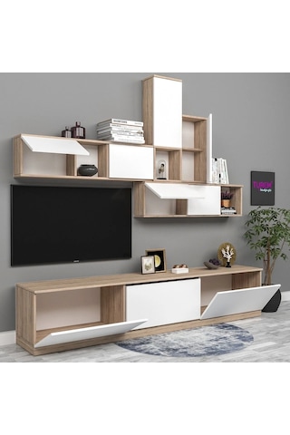 Geometrik Tv Ünitesi Suntalam Siyah