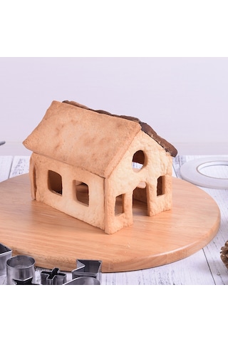 Shineyee 18 Parça Noel Pembeği Kalıbı Seti - Paslanmaz Çelik 3d Ev, Kar Tanrısı, Ağaç Şekilleri - Hamur, Bisküvi, Çikolata İçin Dıy Fırın Malzemesi Diğer