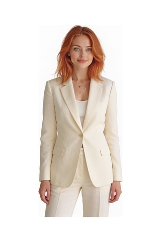 Gucci Keten Karışımlı Ekru Blazer Takım Krem