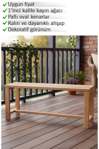 Ahşap Bank Mutfak, Balkon, Bahçe, Hol, Ofis, Salon İçin Sandalye Ve Oturak 100cm Açık Kahverengi