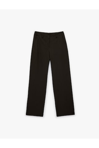 Koton Viskon Karışımlı Yüksek Bel Cepli Geniş Paça Pantolon Kahverengi Çizgili 6sak40193uw Kahverengi