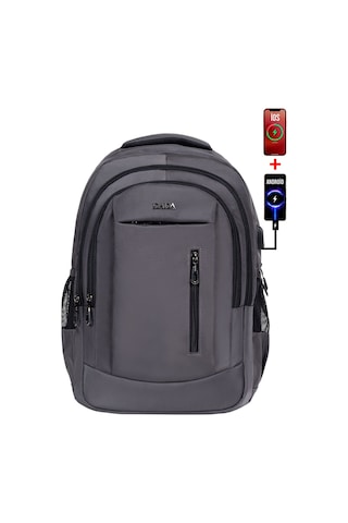 Dada Gri Okul Sırt Çanta 15,6 inç Büyük Boy Usb Type-c Su Geçirmez Oxford Kumaş Lise Üniversite
