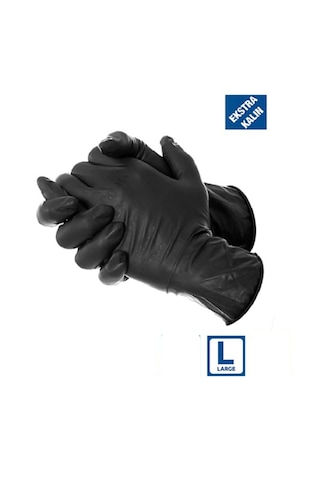 Haspet Nitril Eldiven Ekstra Kalın Siyah L 50'li