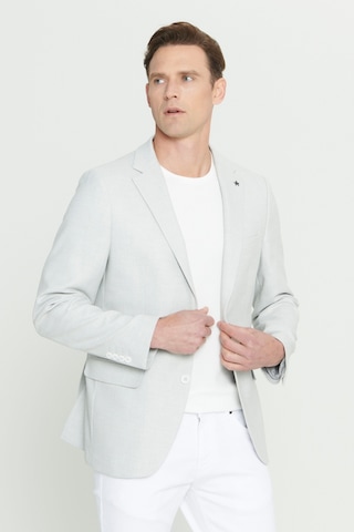 AC&Co / Altınyıldız Classics Erkek Açık Gri Slim Fit Dar Kesim Mono Yaka Armürlü Ceket