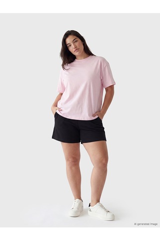 Lcwaıkıkı Petite Siyah Beli Lastikli Soft Touch Kadın Şort
