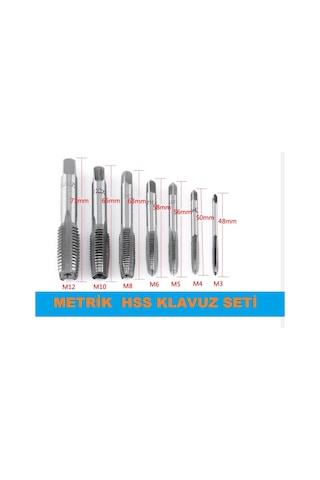 Klavuz Seti M3-m4-m5-m6-m8-m10-m12 Metrik Diş Açma Klavuzları
