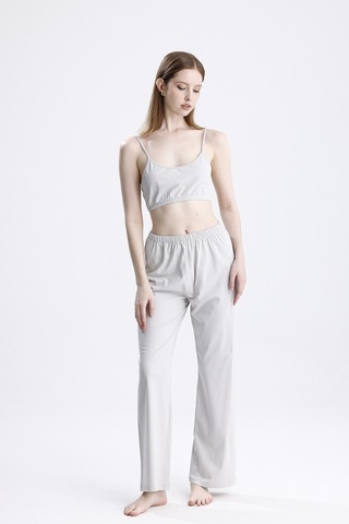 Laperissa Kadın Gri 3 Lü Ev Giyim Takımı Büstiyer, Pantolon Ve Bağlamalı Üst Gri