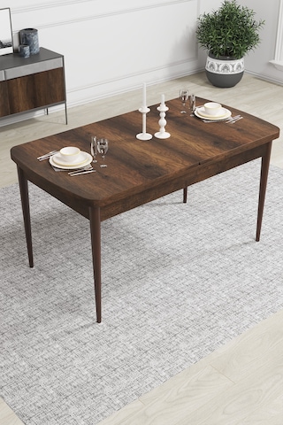 Canisa Concept Zen Serisi 80x132 Mdf Açılabilir Barok Ahşap Desen Masa Takımı 4 Füme Sandalye Ve 1 Bench Barok Masa Sandalye Ve Bench Füme