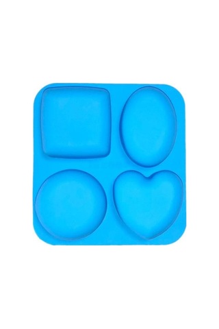 4 Boşluklu Yuvarlak Oval Kalp Kare Şekilli Kalıp Sabun Yapımı Silikon Sabun Kalıpları Taşınabilir Benzersiz Sabun Yapımı Araçları Mavi