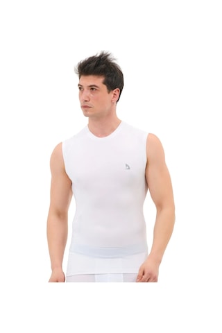 Hnc Sport Kolsuz Compression Spor Body Gym Fitness Biker T-shirt Beyaz