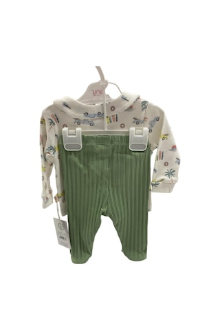 Tiffany Pijama Takımı Trip Tour Theme Ekru - Yeşil-9098 Yeşil