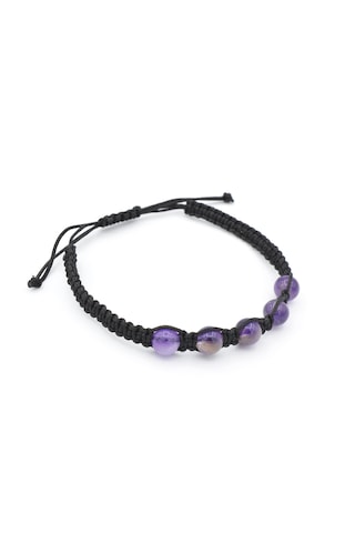 Murty99 Hakiki Makrome Model Doğal Ametist Taşı Bileklik 003 Mor