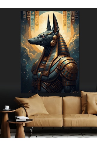 Ahşap Tablo Antik Mısır Tanrısı Anubis İnsan Figürlü Tablolar