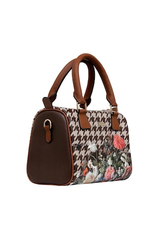 Dogo Kadın Vegan Deri Kahverengi El Çantası - Brown Majestic Garden Tasarım Multicolor