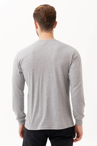 Gaura Gri Uzun Kollu Basic T-shirt Gri Melanj