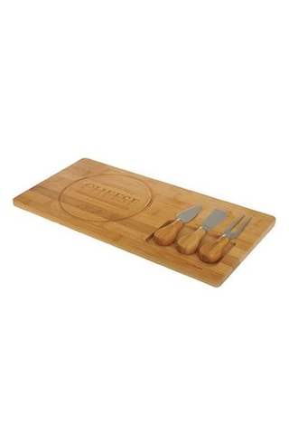 Bambu 4 Parça Peynir Sunum Tahtası Seti, Peynir Sunum Tahtası 38x19x2 Cm