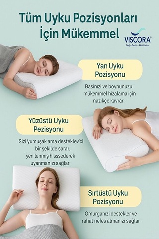 Akıllı Visco Köpük Yastık Ergonomik Kafa Ve Omurga Desteği Gri