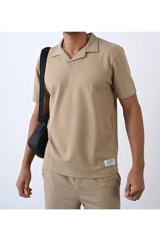 Lulikwear Bej Basic Erkek Şort Takımı Bej