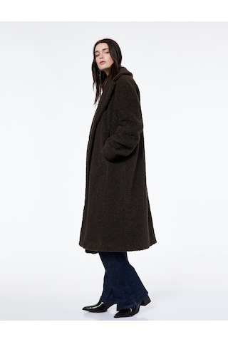 Koton Koton X Şahika Ercümen - Sherpa Kaban Oversize Cepli Kahverengi 6wak00409ew Kahverengi