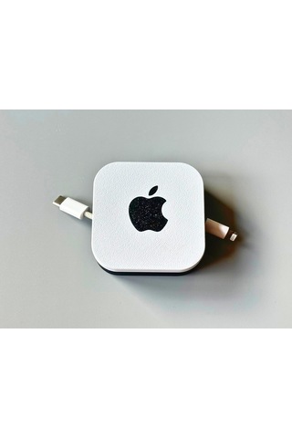 Logolu Makaralı Şarj Kablosu Sarıcı - Pratik Kablo Düzenleyici Apple