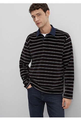 Mavi Çizgili Polo Yaka Kahverengi Erkek Sweatshirt M0s10470-89103 Kahverengi