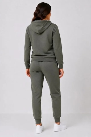 DefyModa İki İplik Kapüşonlu Kanguru Cepli Jogger Alt Üst Eşofman Takımı - Haki