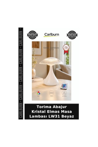 Torima Abajur Kristal Elmas Masa Lambası Lw31 Beyaz Ev Dekorasyonu Dekoratif Lamba Işıklı Obje Diğer