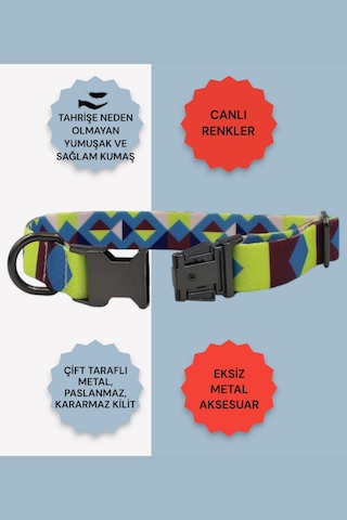 Caramelos İsimli Köpek Tasması, Köpek Künyesi, Köpek İsimlik, 120 Kahverengi - Mavi