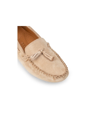 Deery Kadın Süet Bej Püsküllü Loafer Ayakkabı - Dl506zbejc01