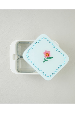 English Home Bright Floral Melamin 4'lü Cam Kapaklı Kahvaltılık 30x21 Cm Renkli Çok Renkli