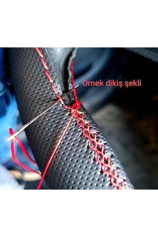 Dikişli Direksiyon Kılıfı Noktalı Deri Nubuk Deri Gri Yüzük Gri Dikişli Opel Astra J İcin Gri