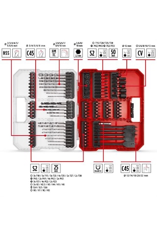 Einhell 95 Parça Darbeli Bits ve matkap ucu seti XL-Box - 49108798