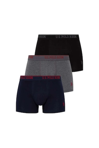U.S. Polo Assn. U.s. Polo Assn 80097 Erkek Boxer 3'lü Paket Siyahantrasitlacivert