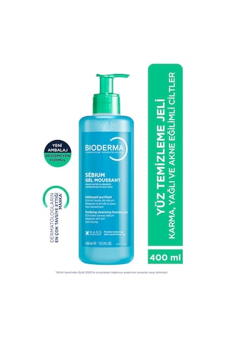 Bioderma Sebium Foaming Gel Karma, Yağlı ve Akneye Eğilimli Ciltler için Yüz Temizleme Jeli 400 ml