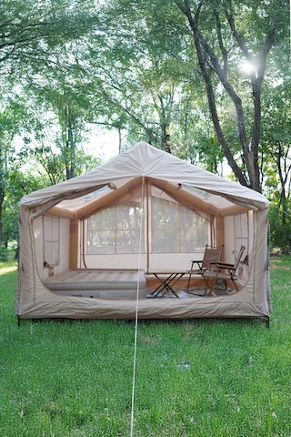 4 Mevsim Şişme Kamp Çadırı Yüksek Ve Cam Tavanlı 6-8 Kişilik 300x250x220cm Bej