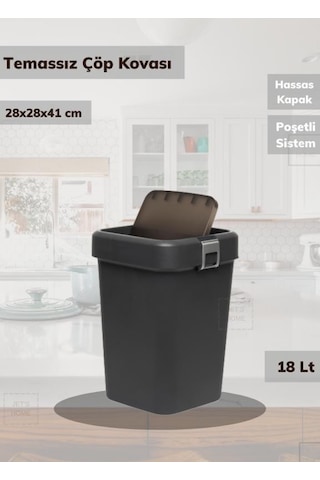 Banyo Çöp Kovası 18 Lt Banyo Çöp Kutusu Antrasit Çöp Kovası Antrasit