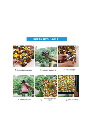 Cam Vitray Folyo, Kendinden Yapışkanlı, Desenli Buzlu Cam Folyo 61x100 Cm