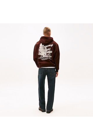 Tommy Hilfiger Relax Vovelty Graphic Erkek Kahverengi Sweatshirt Dm0dm22088 Kahverengi