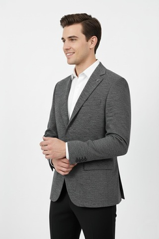 Erkek Tek Spor Ceket Çift Yırtmaçlı Bgl-st04980 Füme