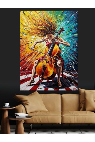 Ahşap Tablo Gitar Çalan Adam Soyut