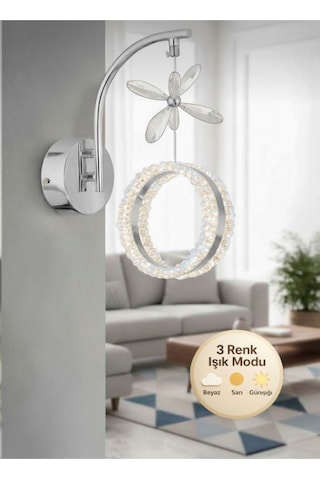 Zero Model Tekli Gümüş 3 Renk Oturma Yatak Mutfak Çocuk Mutfak Odası Modu Led Aplik Metalik
