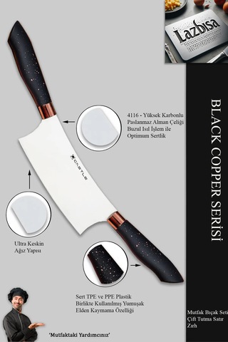 Black Copper Seri Mutfak Bıçak Kıyma Çift Tutma Zırh Mft-745 Siyah