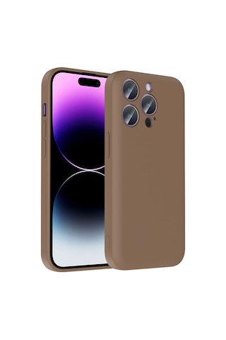 Apple Uyumlu iPhone 14 Pro Max Kılıf Kamera Korumalı Kartlık Hazneli Zore Vitra Kapak Kahverengi