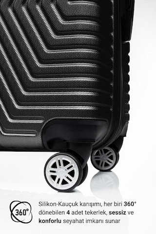 G&d Polo Suitcase Abs 3'lü Siyah Lüx Valiz Seyahat Seti 600.01-set Siyah