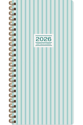 Keskin 2026-8 16 Haftalık Spiralli Cep Ajandası - Çizgi Açık Yeşil