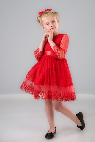 Mnk Baby & Kids Dream Luxury Dantel Kız Çocuk Elbise Mnk0327 Kırmızı