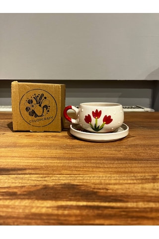 K.çiçek Desenli Tab Seramik Kupa, Mug, Filtre,türk Kahvesi